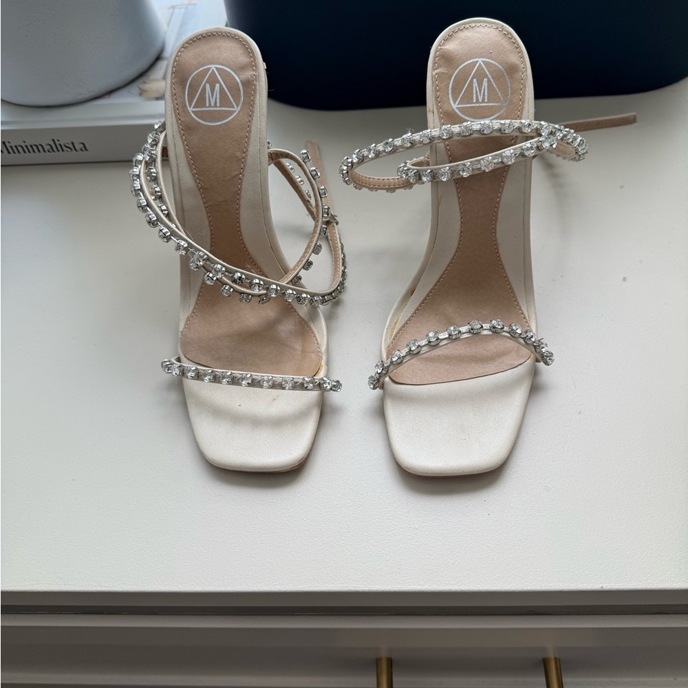Missguided White Heels with Silver Accents